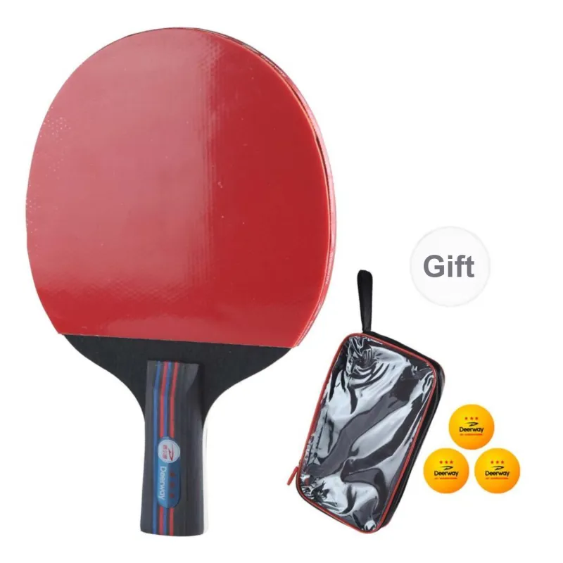 DEERWAY Ping Pong Paddles Unisex 5 Layer Poplar, Blade With Carbon Material Red Blue-13