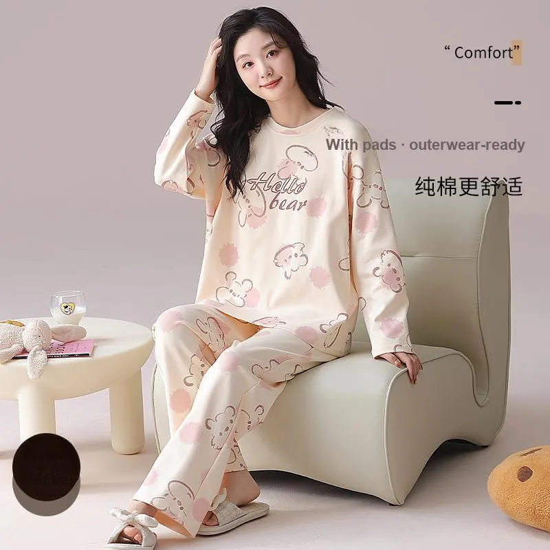 XIAFENYAN Pajama Set Women's Apricot-2