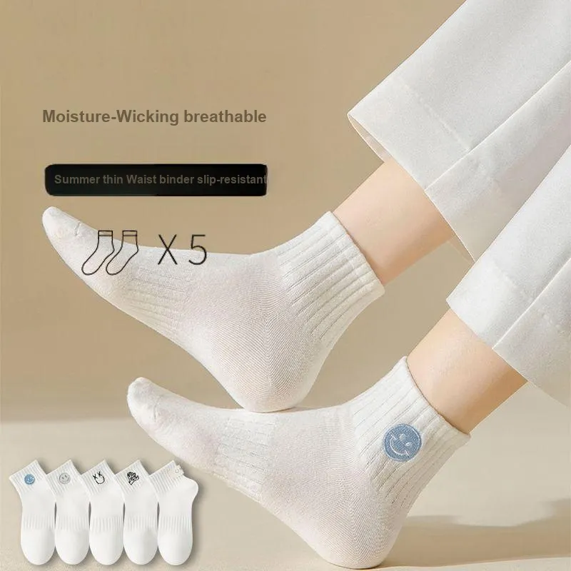 MIIOW Ankle Socks Women's 5 Pack White-2