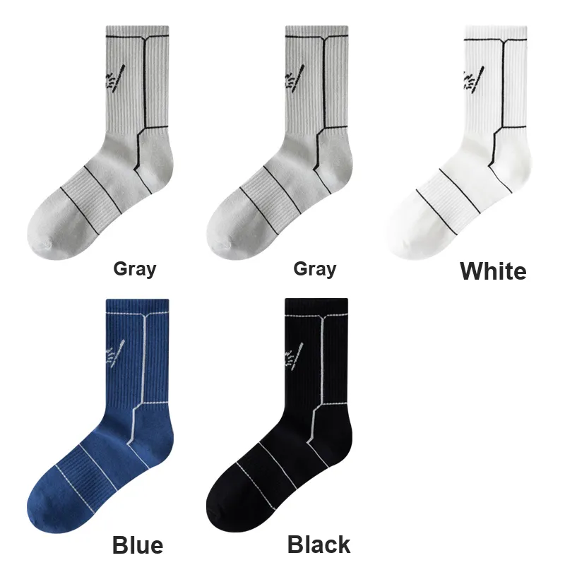 H YXIANG Mid Calf Socks Unisex 5 Pack-3