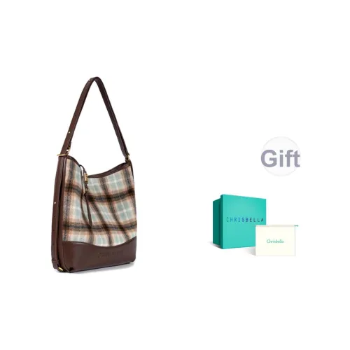 CHRISBELLA Ткань Сумка Сумка через плечо Средняя Женская Зеленая Коричневая