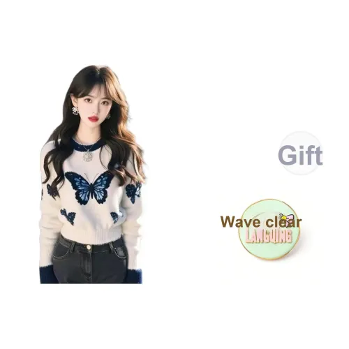 LANGQING Изображение Цвет Подарок Wave Прозрачный Бренд Наклеенный Женский Трикотаж