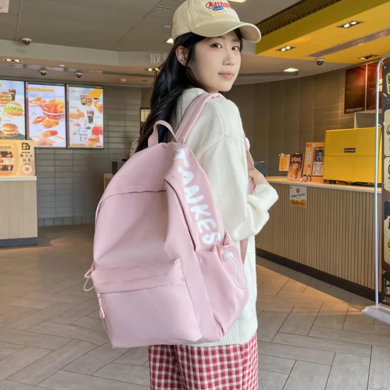 WICKBUEN Nylon Backpack Unisex White/Black/Pink-12
