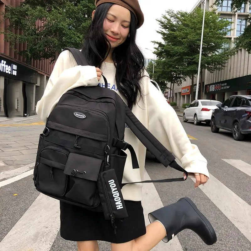 KAMLUI Nylon Backpack Regular Unisex White/Gray/Black/Blue-12