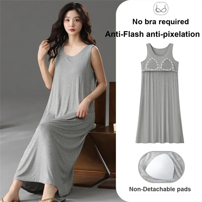 Cotton Shopping Nightgown Women's Gray-1