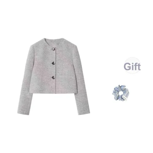 KYKW Серые полосы Резинка для волос Розыгрыш Женские Короткие пальто