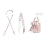 Pink Strap 1.5cm Width with Silver Buckle 90-120cm+Pink Monogram Silk Scarf