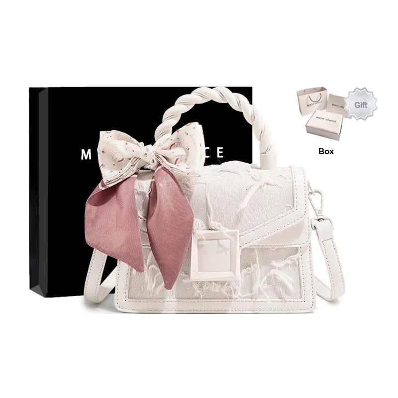 MACKJANICE Canvas Kelly Bag, Shoulder Bag, Handbag Women's Milk White