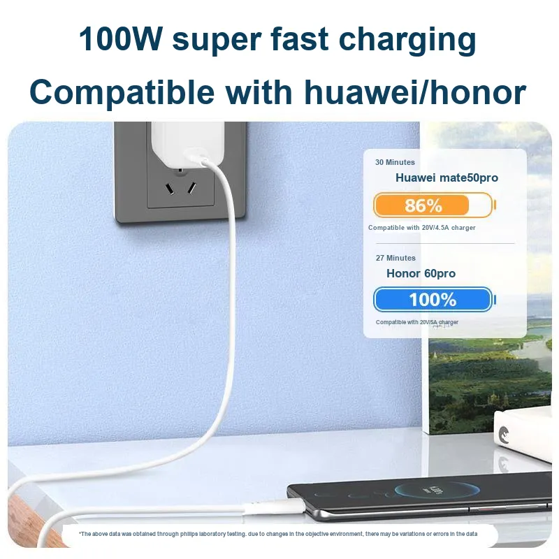 PHILIPS 1m A To Type C PD100W 6A Fast Charging Cable-2