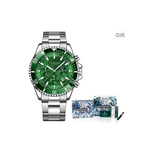 RENOVO Наручные часы Кварцевый механизм Ремешок из нержавеющей стали Черный циферблат Унисекс Node Праздника Классическая коробка