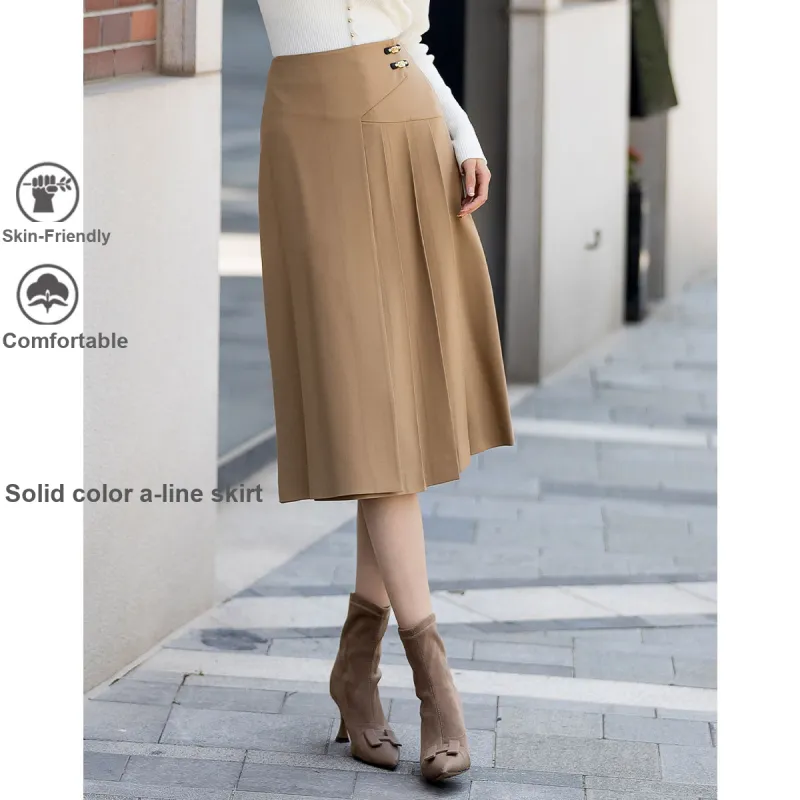 E.BECKY Casual Long Skirts Women's Camel-3