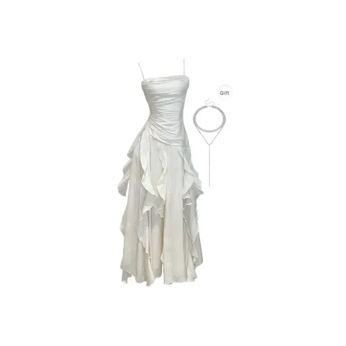 GJFD Белый ракушечный Женский без рукавов платье