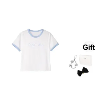 Fstudio Short Sleeved Summer Korean Style Crew Neck Print Color Block Letter T Shirt Women's
