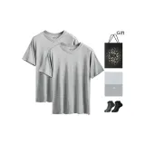 V-Neck 2 Pack (Heather Gray+Heather Gray)+2 Pack Cotton Socks+Shopping Bag Included