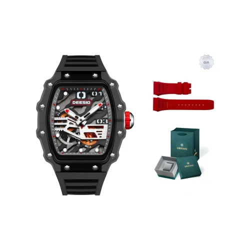 DEESIO Автоматический Механический Механизм Резиновый Ремешок Часы Унисекс С Чертежом Скелета