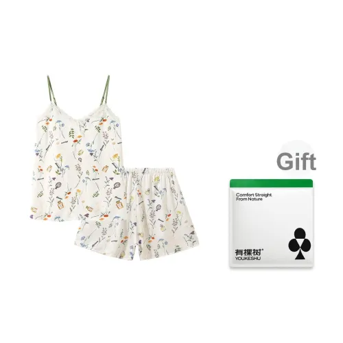 YOUKESHU Сладкий стиль Цветочный Женские Пижамные комплекты