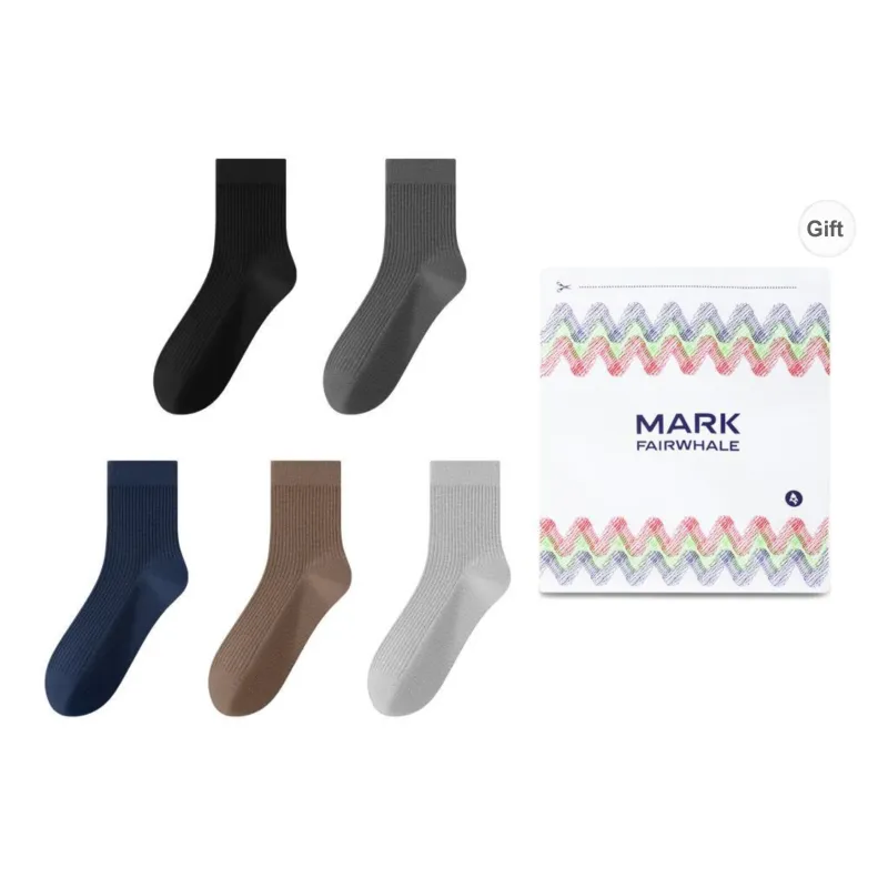 FAIRWHALE Mid Calf Socks Unisex Box 5 Pack-0