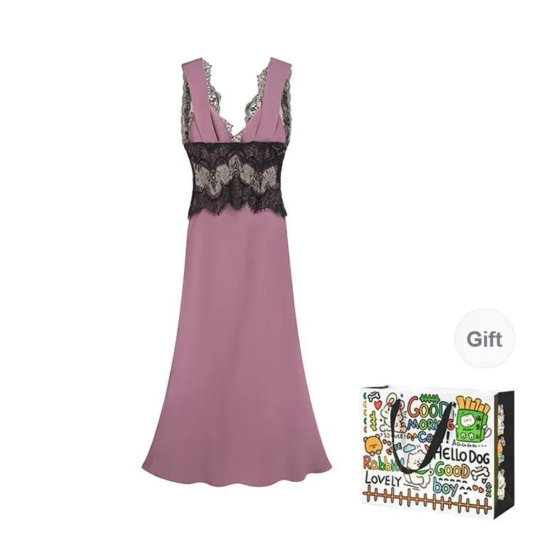 DEDY Slip Dresses Women's Purple-1