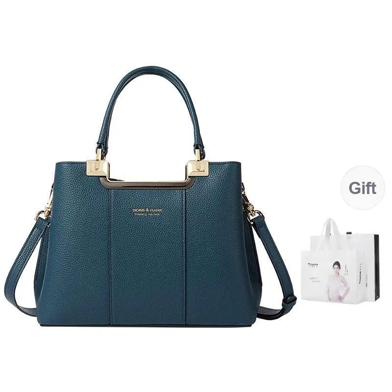 TUCANO Cow Leather One Shoulder Handbag Tubas Women's Peacock Blue/Ecru-1