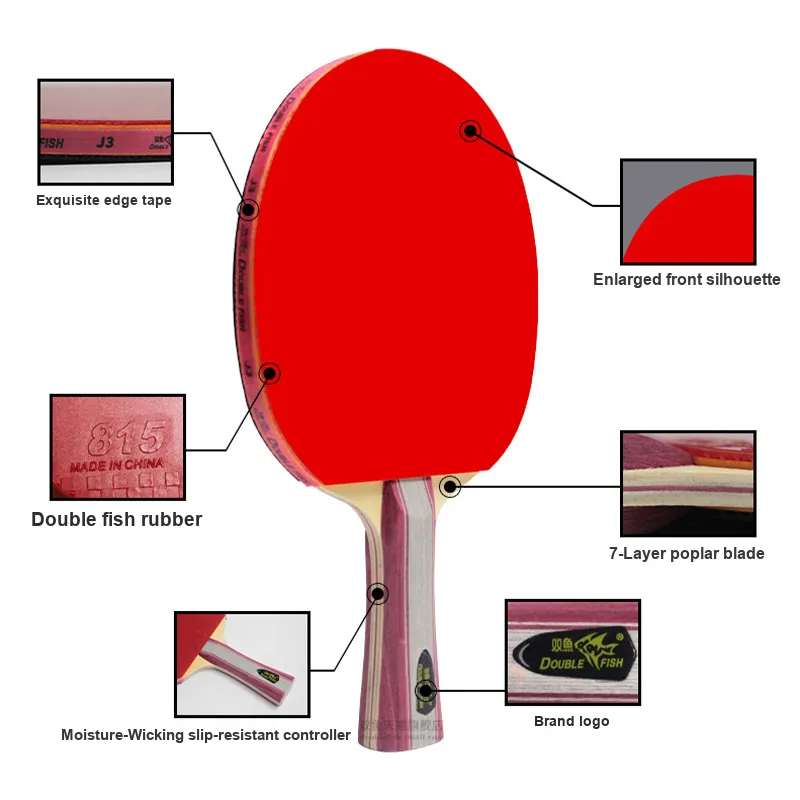 DOUBLEFISH Ping Pong Paddles Solid Wood-3