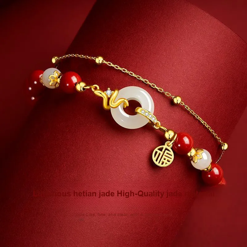 Andaozi Hetian Jade Bracelets Pale Greenish White Jade Women's-4
