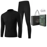Men's Mock Neck Set (Black) 100% cotton Skin-Friendly/3A Antibacterial