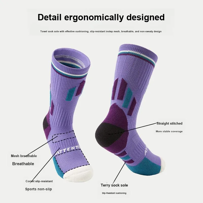 Vine Color Mid Calf Socks Unisex 3 Pack Purple-4