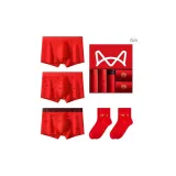 Solid Color/Print/Black Scarf/2 Pack Red Socks[3 Pack+2 Pack Socks]
