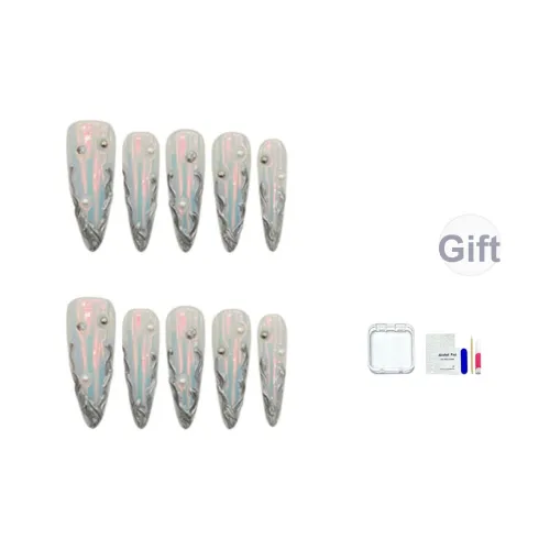 JINGCHANXUE [Ртуть Аврора] Западный Горячая девушка False Nail Длинный Ins Градиентный Металл 20mm