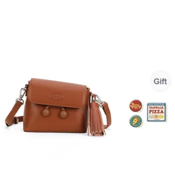 VANWALK PU Shoulder Bag Small Size Women's Caramel Brown/Cherry Red/Vanilla White