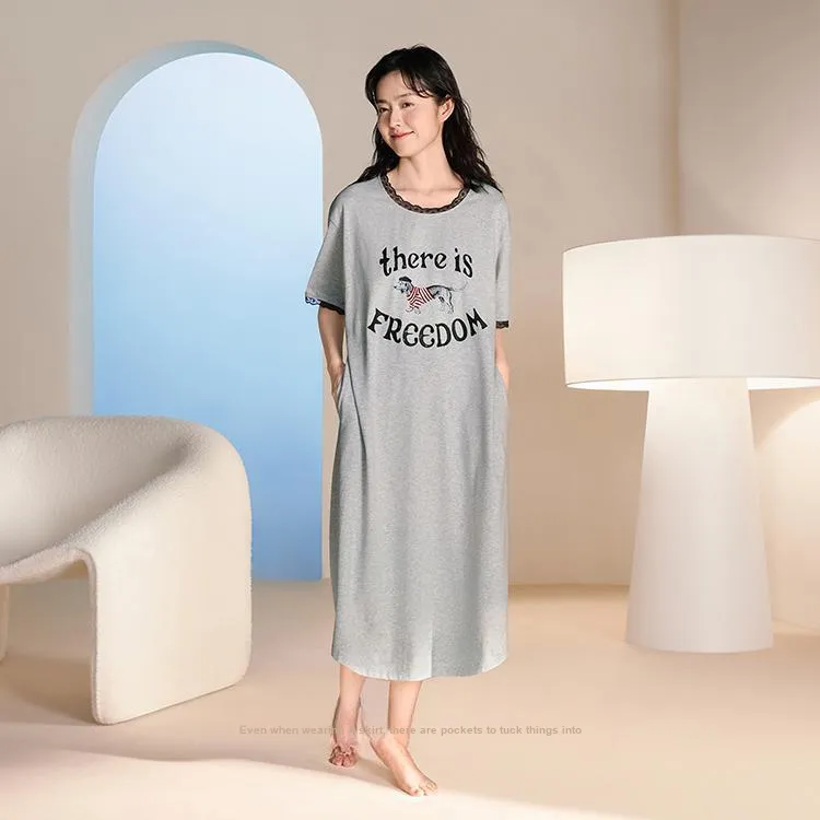 JINGYUN Nightgown Women's Bean Gray-3