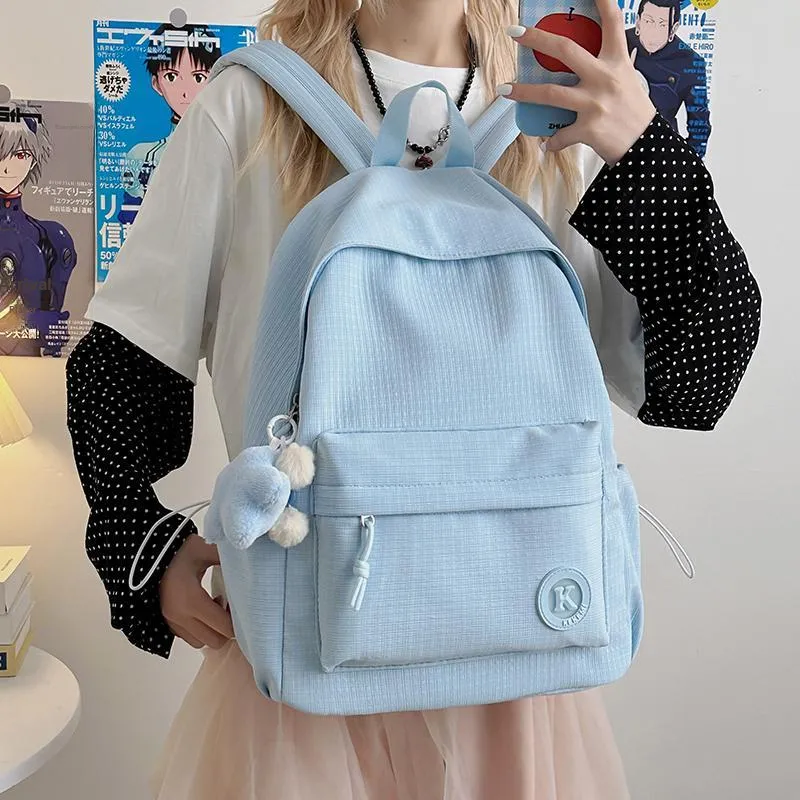 Yalu Polyester Backpack Unisex Pink/White/Yellow/Blue/Green/Black-18
