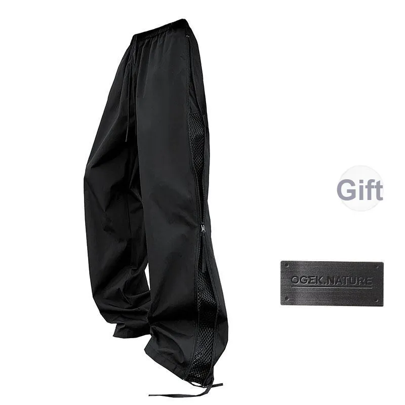 OGEK Casual Pants Unisex Black Comes With Brooch-0