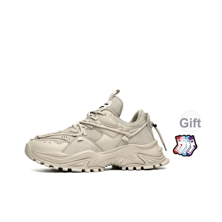 Masongarments Акулий зуб Размер 2 Устойчивый к истиранию Дышащий Увеличивающий высоту Низкий топ Кроссовки с толстой подошвой Унисекс Бежевый