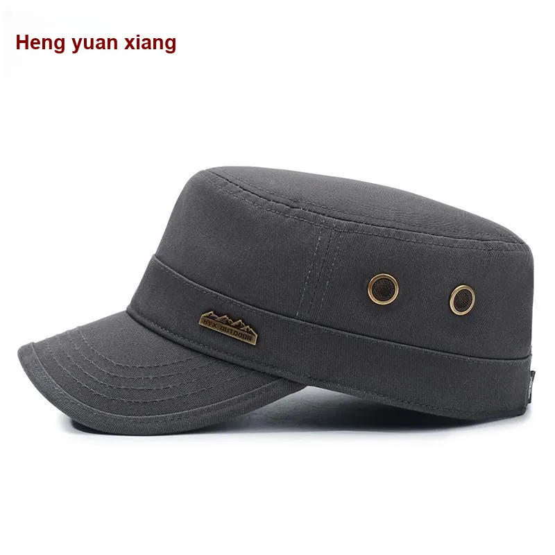 H YXIANG Cotton Flat Top Hat Men's-7