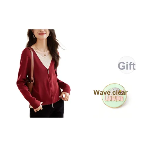 LANGQING Красный С подарками Wangqing Бренд Наклеенный Женский Трикотаж