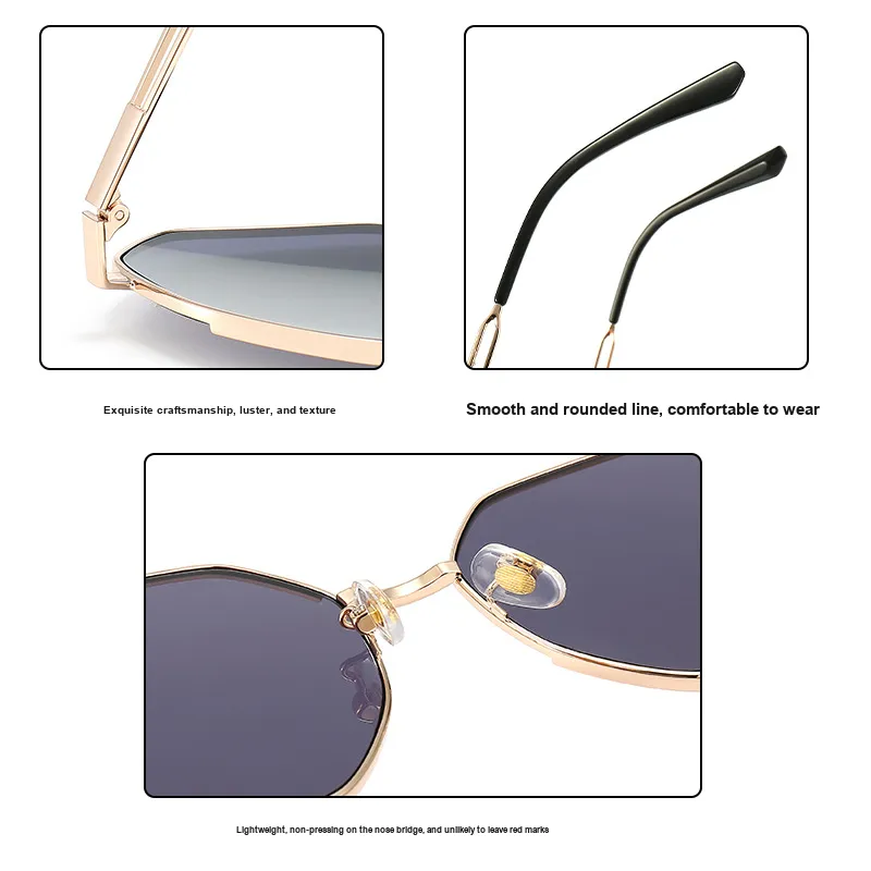 PSACSS Stainless Steel Irregular Shape Sunglasses Women's-2