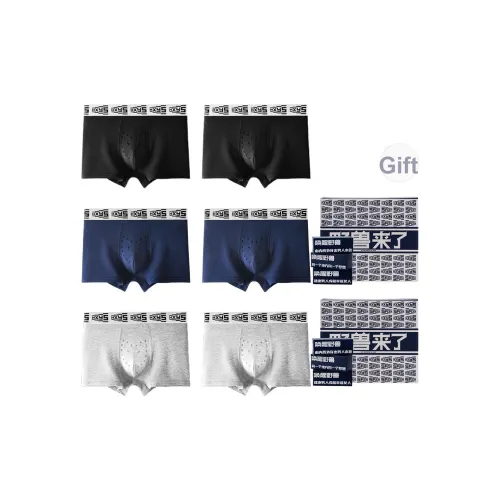 YESHOULAILE Осенний Боксеры Мужской Набор из 6 штук Подарочная коробка Черная Пантера Серый+Great Белый Синий+Волчий Серый