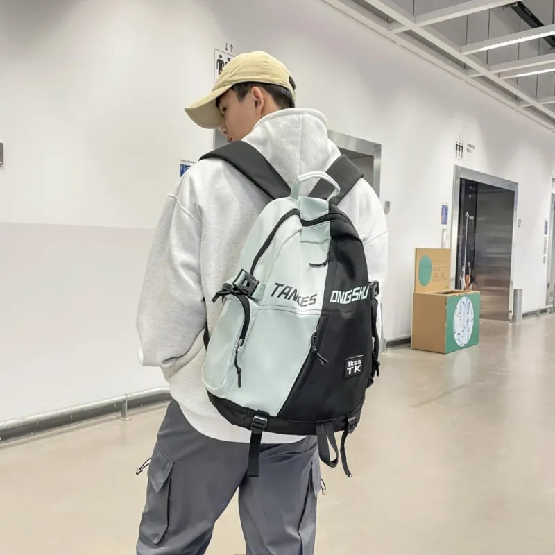 URBAN FOREST Nylon Backpack Unisex White/Red/Green/Blue-19