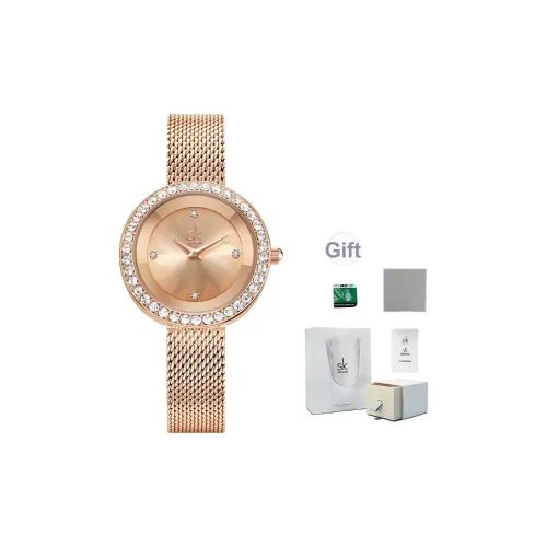 SHENGKE Кварцевый механизм ремешок из нержавеющей стали женские часы золотой циферблат