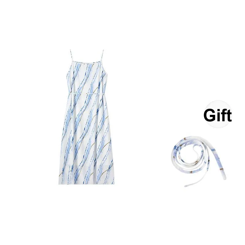 SENTUBILA Slip Dress Women's White Base With Multicolor-1