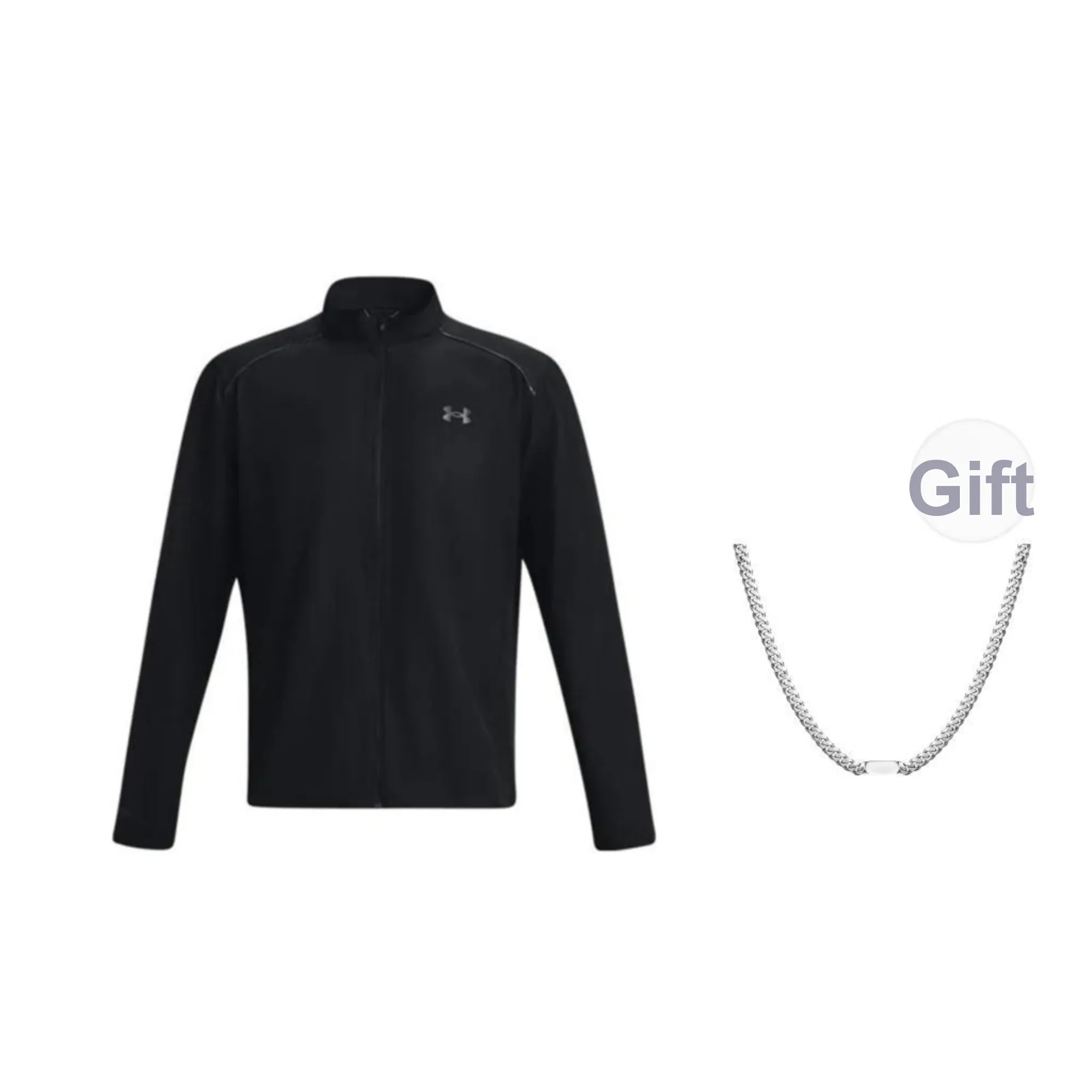 Under Armour Water Resistant Windproof Wear Resistant Windbreaker Jacket Men's Black Comes With Necklace