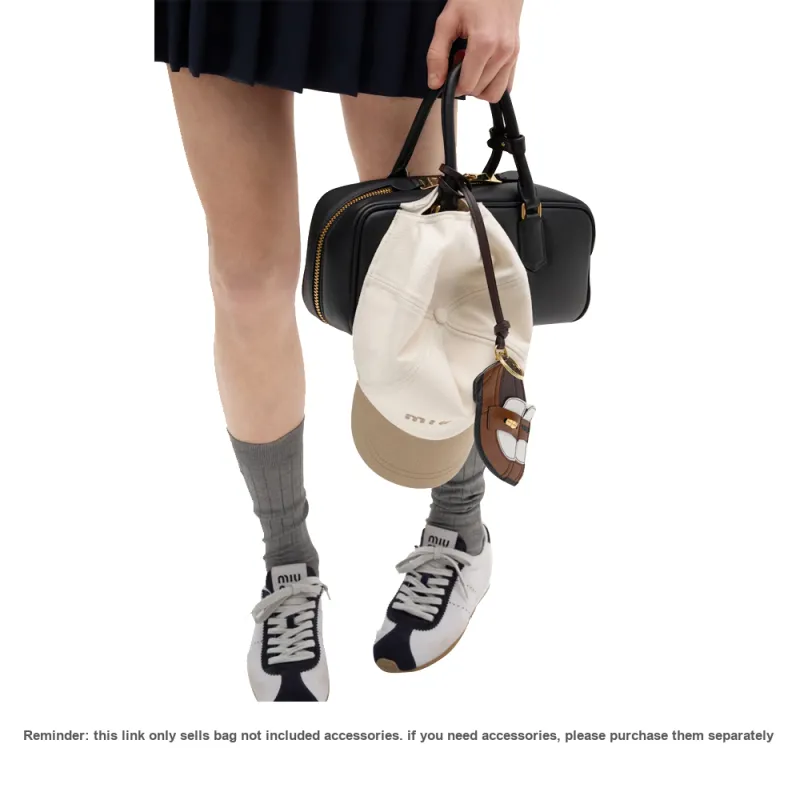 MIU MIU Arcadie Series Calfskin Bowling Bag, Shoulder Bag, Crossbody Bag, Handbag Tubas Women's Black-6