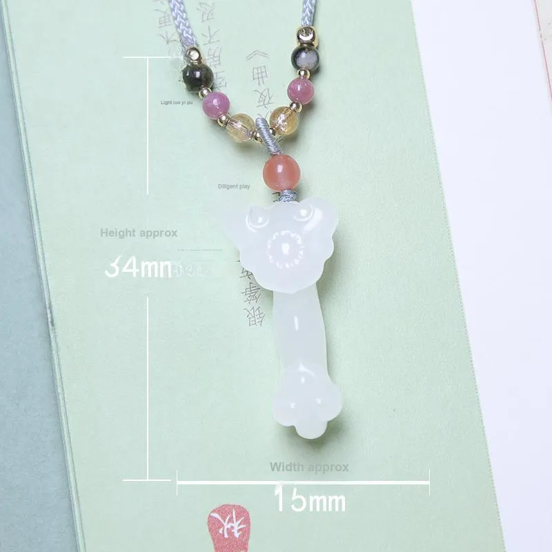 Ingenuity Hetian Jade Necklaces White Jade Unisex-2