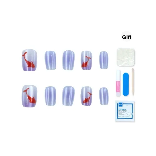 MAXFINE Карп кои Свет Лампочка False Nail Короткий Квадрат 14mm 10 шт Набор