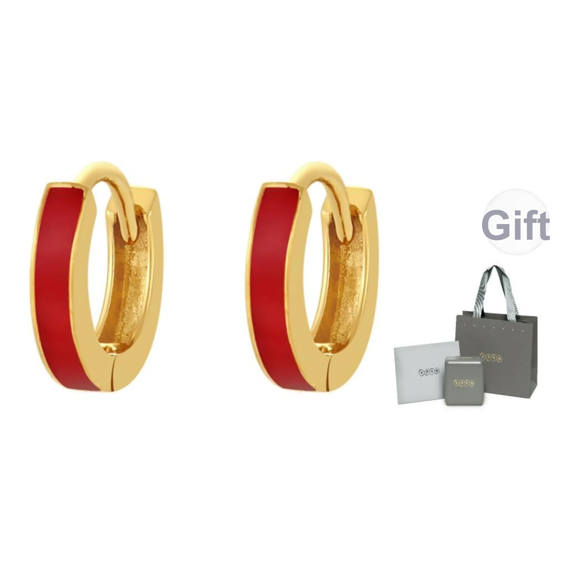 YPYN 10K Gold Earrings Women's Red Gold