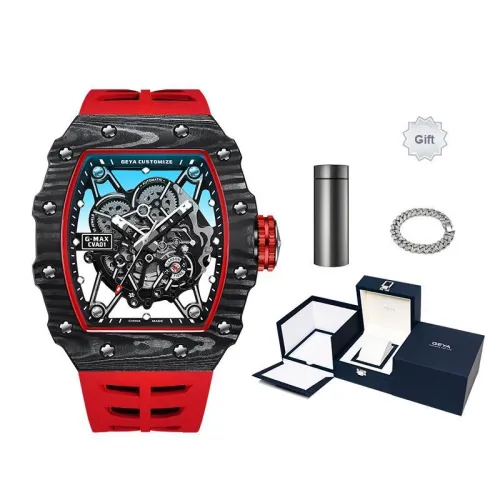 GEYA G MAX Collection Automatic Mechanical Movement Silicone Strap Watch Men's Watches Cut Out Dial