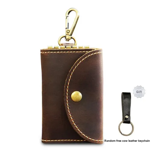 Simple&nature Cow Leather Coin Purse Card Holder Key Pouch Regular Unisex Brown