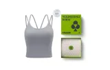 [with Pads]V-Neck Camisole-Tranquil Gray+Moon White
