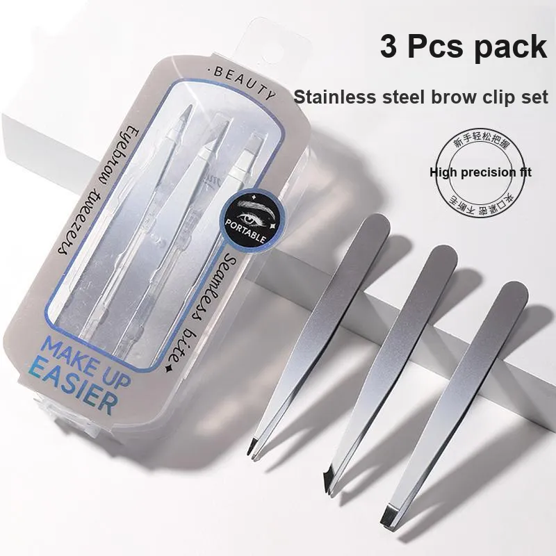 LMLTOP Eyebrow Clip, Angled Clip, And Flat Clip Small Forceps Three Piece Set-1